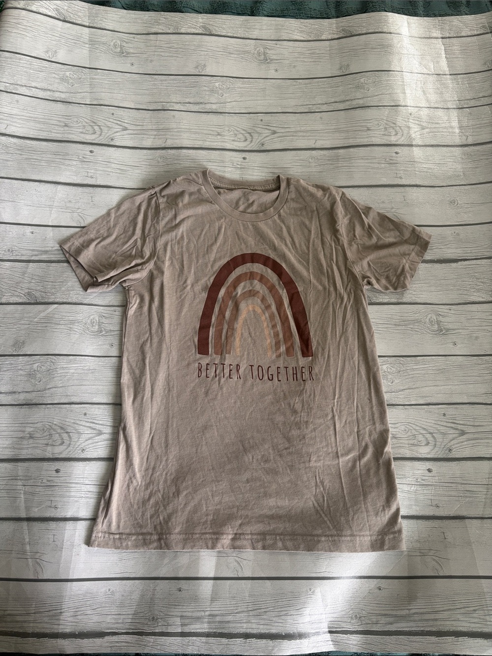 Kids 'Better Together' Rainbow Tee - Beige/Taupe